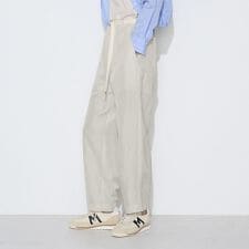 キュプラリネン/トリアセリネンサテン バレルシルエットパンツ