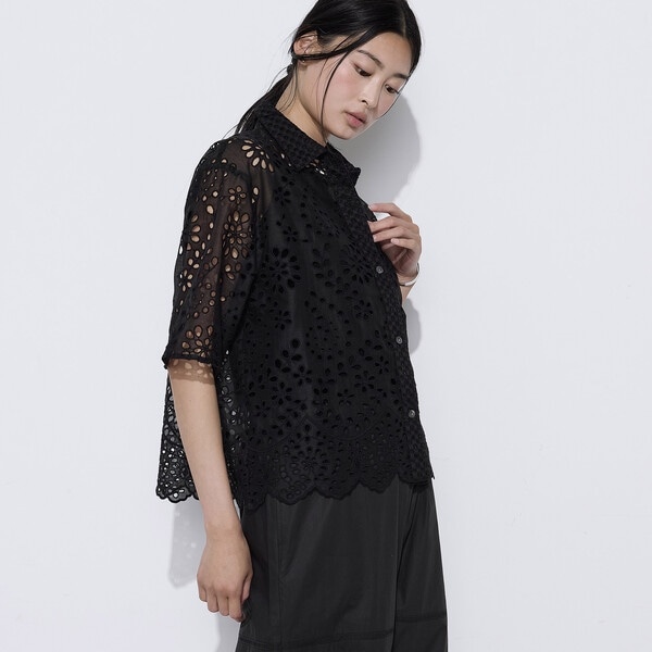 極美品◇K.Tキヨコタカセ 定価3.6万 フラワー刺繍 レース ブルゾン 15号 Sサイズ 〕 ボタニカル幾何刺繍 シャツ | K.T キヨコ タカセ(K.T