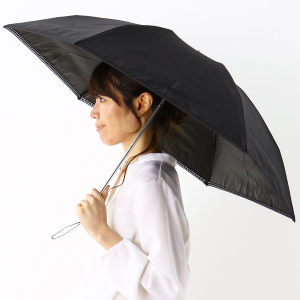 日傘（折りたたみ3つ折り/晴雨兼用）【軽量/遮光&UV遮蔽率99%以上/遮熱】ボーダージャカード