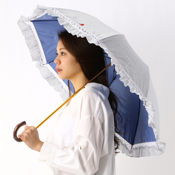 ポロ ラルフローレン 日傘 フリル 折りたたみ傘 晴雨兼用 - 傘