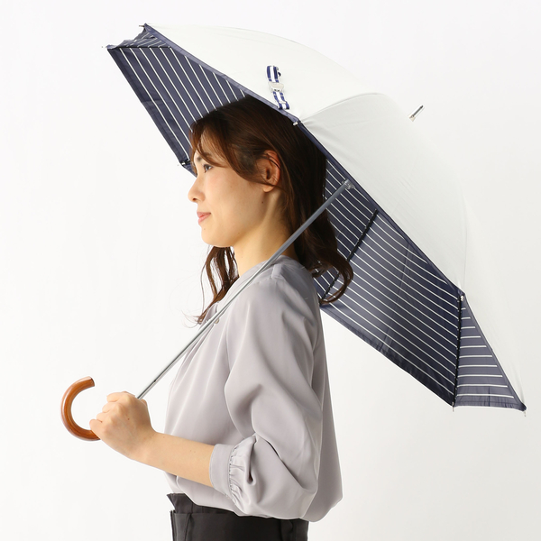 日傘（ショート/晴雨兼用）【遮光&UV遮蔽率99%以上/遮熱】1ポイントPPｘ裏ボーダー
