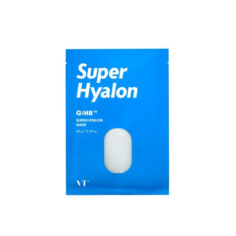 【韓国コスメ 正規品】すべてのお肌の悩みである水分不足...。VTのスーパーヒアルロンマスクは、水分と栄養を肌にすばやく届けてくれる水分アンプルマスクです。ガンマ―PGA & 8種のヒアルロン酸が加わり、蒸発する隙も与えず水分を内側にしっかりキープ!外側からも内側からも水分補給を手助けしてくれます。水分たっぷりのアンプルテクスチャーだからつけた後もすっきり清涼感が感じられ、べたつかずさらっとした肌に。吸水性抜群のマスクシートが隙間なくピタッと密着し、有効成分を肌に素早く届けてくれます◎【使い方】1)洗顔後、スキンで肌のキメを整えます。2)マスクを取り出し、目と口の周りを除いた顔全体に均等に密着させます。3)10〜20分後、マスクを外し、エッセンスを軽く手で叩いて吸収させます。 【成分】水、グリセレス-26、グリセリン、DPG、ヒアルロン酸Na、ヒアルロン酸K、ヒアルロン酸Naクロスポリマー、アセチルヒアルロン酸Na、ヒアルロン酸ヒドロキシプロピルトリモニウム、加水分解ヒアルロン酸、ヒアルロン酸、加水分解ヒアルロン酸Na、ペンチレングリコール、ポリグルタミン酸、アルギニン、アラニン、アスパラギン酸、システイン、グルタミン酸、グリシン、ヒスチジン、イソロイシン、ロイシン、リシン、メチオニン、フェニルアラニン、プロリン、セリン、トレオニン、チロシン、バリン、ゼニアオイ花/葉/茎エキス、ヒドロキシエチルウレア、BG、1,2-ヘキサンジオール、ヘキシレングリコール、ヒドロキシアセトフェノン、カルボマー、ラウリン酸ポリグリセリル-10、ミリスチン酸ポリグリセリル-10、キサンタンガム、ヒドロキシエチルセルロース、EDTA-2Na、香料