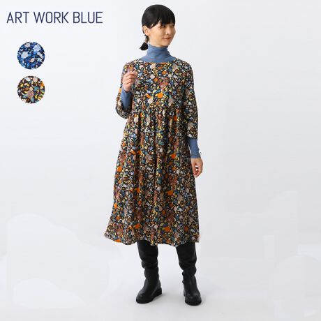 ART WORK BLUE / リバティプリントギャザーワンピース | マルイウェブ 