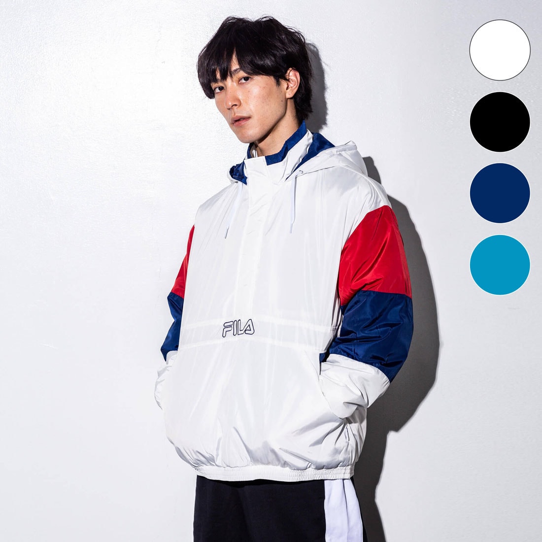 FILA heritage ブランドロゴ刺繍 長袖アノラックジャケット FILA