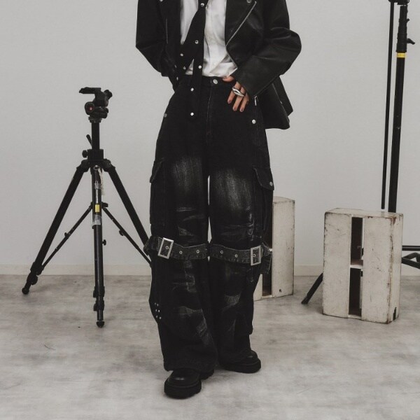 K’PJT by Aoi FANCY DENIM PANTS F ブラック K'PJT by Aoi FANCY DENIM PANTS | ティーケー タケオキクチ（レディス
