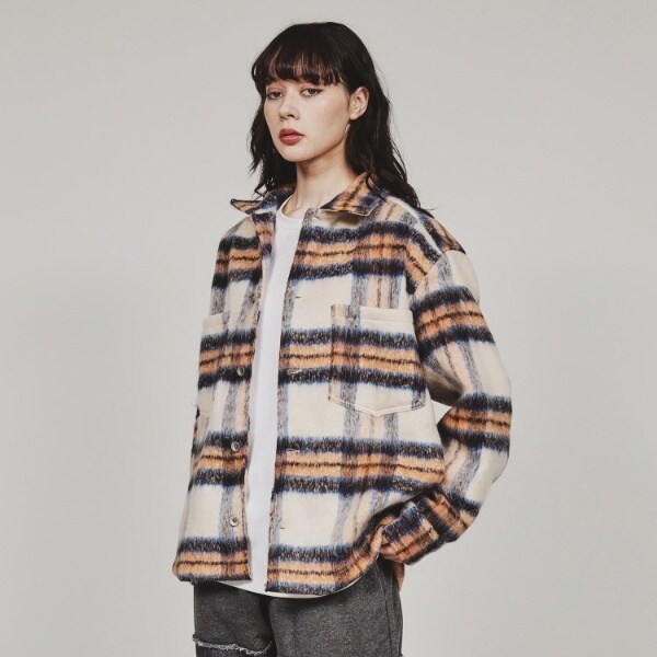 その他アウター シャギーチェックCPOシャツジャケット