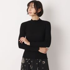 【洗える】裏起毛メローエッジハイネックリブTシャツ