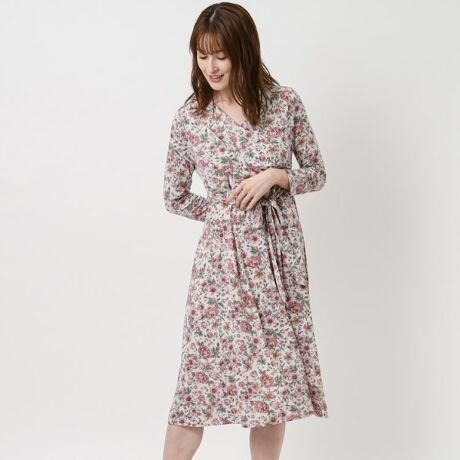 洗える】ラムトンガーデン柄 カシュクールデザインワンピース | ローラ 