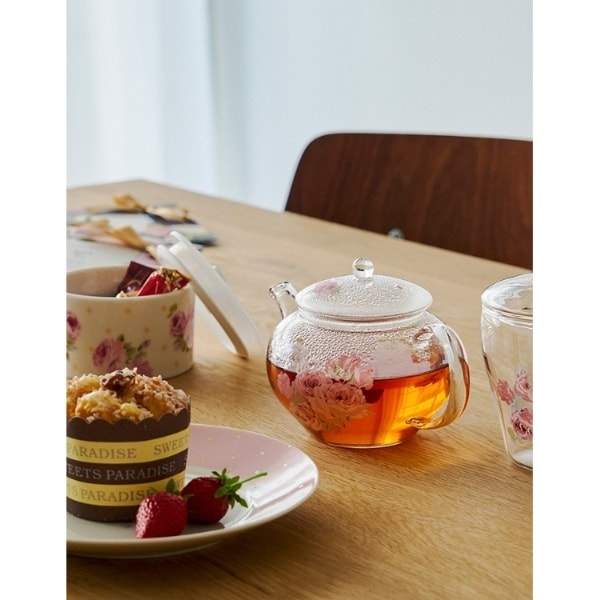 クチュール ローズ柄 耐熱ガラスティーポット（茶漉し付き） | ローラ アシュレイ(LAURA ASHLEY) | マルイウェブチャネル