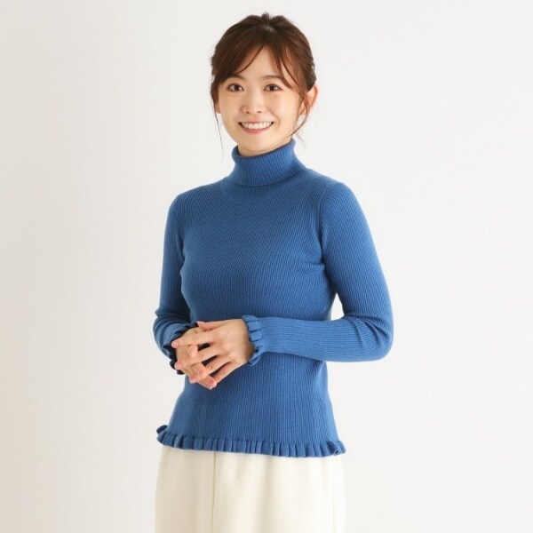 90s LAURA ASHLEY 変則編み ロールネック ウールニット 古着 ローラ アシュレイ(LAURA ASHLEY) レディース ニット・セーター