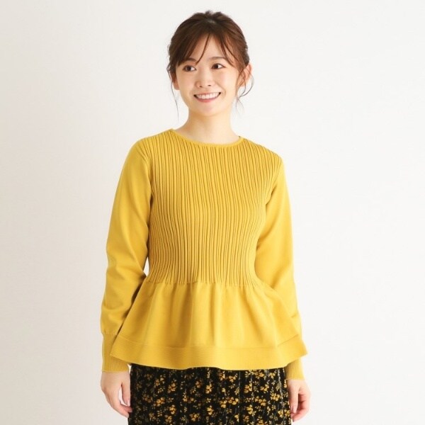 ローラアシュレイ　花柄編みニット　英国製　イギリス　コットン　ベージュ　Ｍ ローラ アシュレイ(LAURA ASHLEY) レディース ニット・セーター
