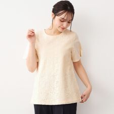 【人気デザインがアップデート！洗える】身頃レースTシャツ