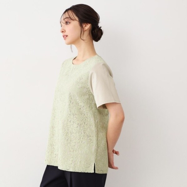 LAURA ASHLEY / ローラ アシュレイ 【人気デザインがアップデート！洗える】身頃レースTシャツ 人気デザインがアップデート！洗える】身頃レースTシャツ