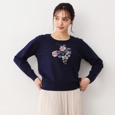 ハイゲージ】大判刺繍ニット | ローラ アシュレイ(LAURA ASHLEY 