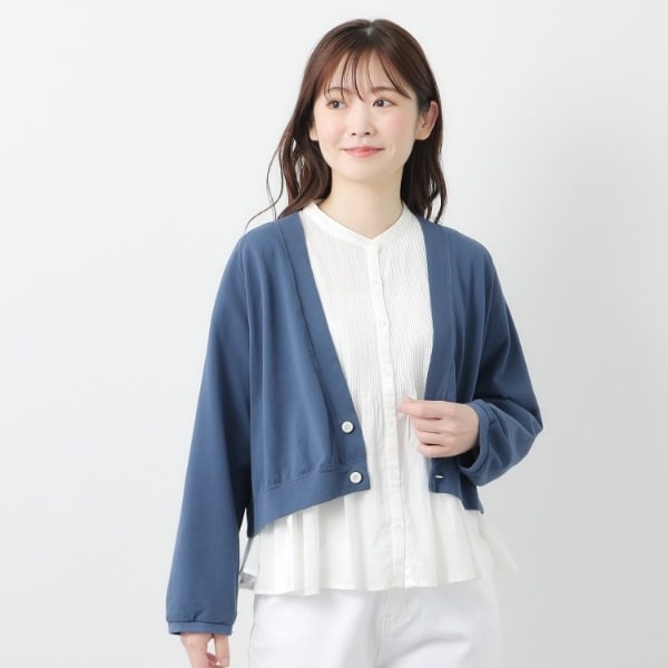 LAURA ASHLEY / ローラ アシュレイ 【コットン100%/日本製/ワンマイルウエア】鹿の子Vネックカーディガン コットン100日本製ワンマイルウエア】鹿の子Vネックカーディガン