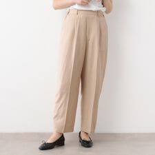 【リネン混素材／タックあり】きれい見えトラウザー