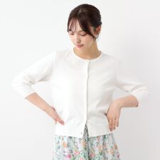 【接触冷感UVカット装飾クリアボタン】 ベーシックカーディガン