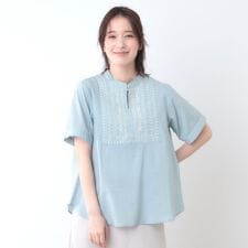 【SETUP可／コットン100％／インド綿／刺繍入り】デザインブラウス