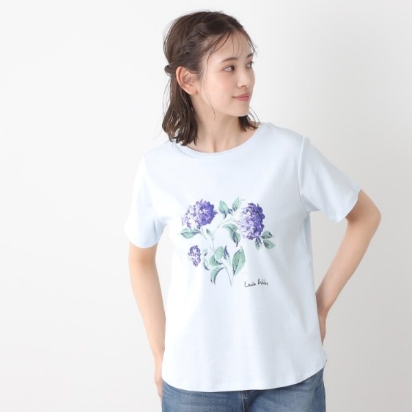 LAURA ASHLEY / ローラ アシュレイ 【コットン100％／洗える】ハイドランジア柄Tシャツ コットン100％／洗える】ハイドランジア柄Tシャツ | ローラ