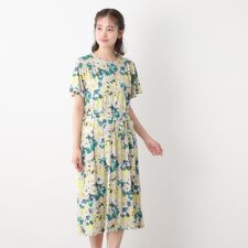 【洗える／ジャージ素材／同柄アイテムあり】】オーズビー ハイドランジア柄 ワンピース