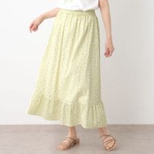 【コットン100％／洗える／同柄アイテムあり】ハーゲート リーブス柄 ティアードスカート