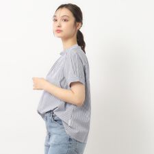 【日本製ワンマイルウエア】スタンドカラー半袖ブラウス