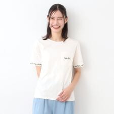 【コットン100％／刺繍入り／3colors】エラビー スプリッグ柄 Tシャツ
