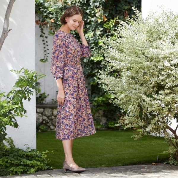 LA7906 ローラアシュレイ コーデュロイ 長袖ワンピース ブラウン系 綿13 LAURA ASHLEY / ローラ アシュレイ （レディース） ワンピース