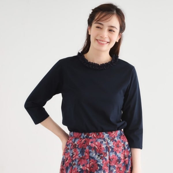 あです    ローラアシュレイ   濃紺    長袖カットソー LAURA ASHLEYネイビー カットソー 長袖 七分袖 M ローラ