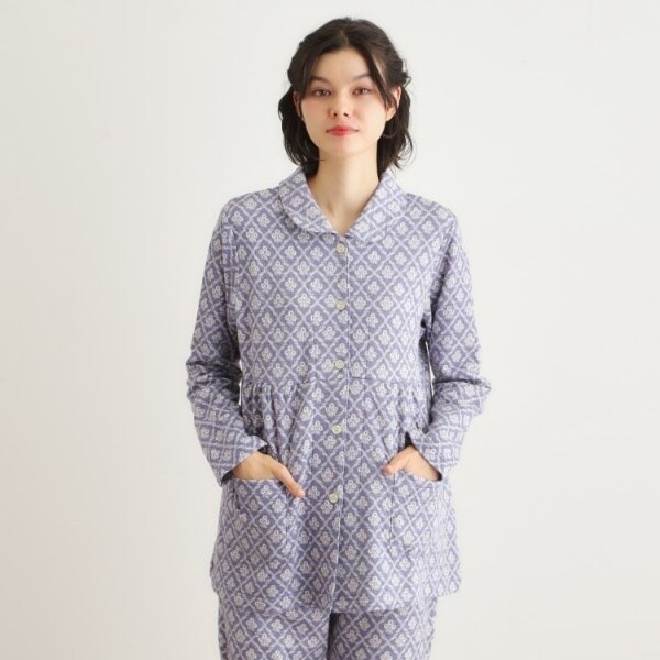 ルームウェア・パジャマ LAURAASHLEY 収納袋付き/サテン】ポリントン ローゼズ柄 携帯パジャマ