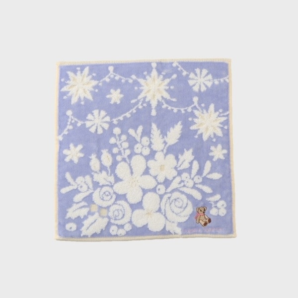 9/7までの値下げ！美品 ローラアシュレイ ボタニカル刺繍　綿100 11 ギフトにおすすめ！】ベア刺繍 クリスマスタオルハンカチ | ローラ