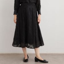 【セットアップ可】ランズウィック柄 刺繍フレアスカート