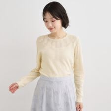 【洗える／透かし編み】スカラッププルオーバーニット