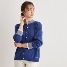 【人気デザイン！日本製／ロゴ刺繍入り／ワンマイルウエア】コットン ニットカーディガン