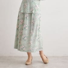 【ウエストゴム仕様／洗える／ジャージ素材／同柄アイテムあり】サトクリフ チューリップス柄スカート