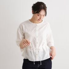 【コットン100％／洗える／インド製】総柄刺繍ブラウス