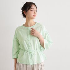 【コットン100％／洗える／インド製】総柄刺繍ブラウス