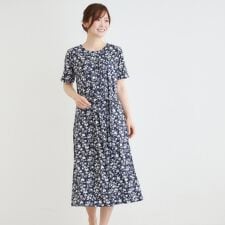 【洗える／ジャージ素材／同柄アイテムあり】ライ柄ワンピース