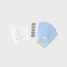 【WEB限定／お配りギフトにおすすめ！／ラッピング資材付き】ミモザドットタオルハンカチ 青 5枚セット