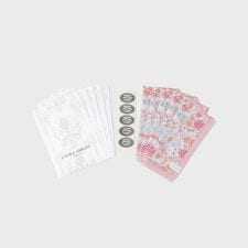 【WEB限定／お配りギフトにおすすめ！／ラッピング資材付き】大リボン＆お花 プリントハンカチ ピンク 5枚