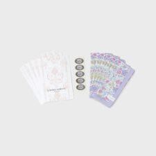 【WEB限定／お配りギフトにおすすめ！／ラッピング資材付き】大リボン＆お花 プリントハンカチ 紫 5枚セッ