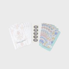 【WEB限定／お配りギフトにおすすめ！／ラッピング資材付き】大リボン＆お花 プリントハンカチ ミント 5枚