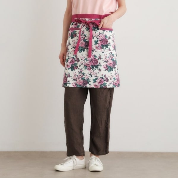 ローラアシュレイ エプロン 薔薇 ローズ エレンボロー ローズ柄 カフェエプロン | ローラ アシュレイ(LAURA