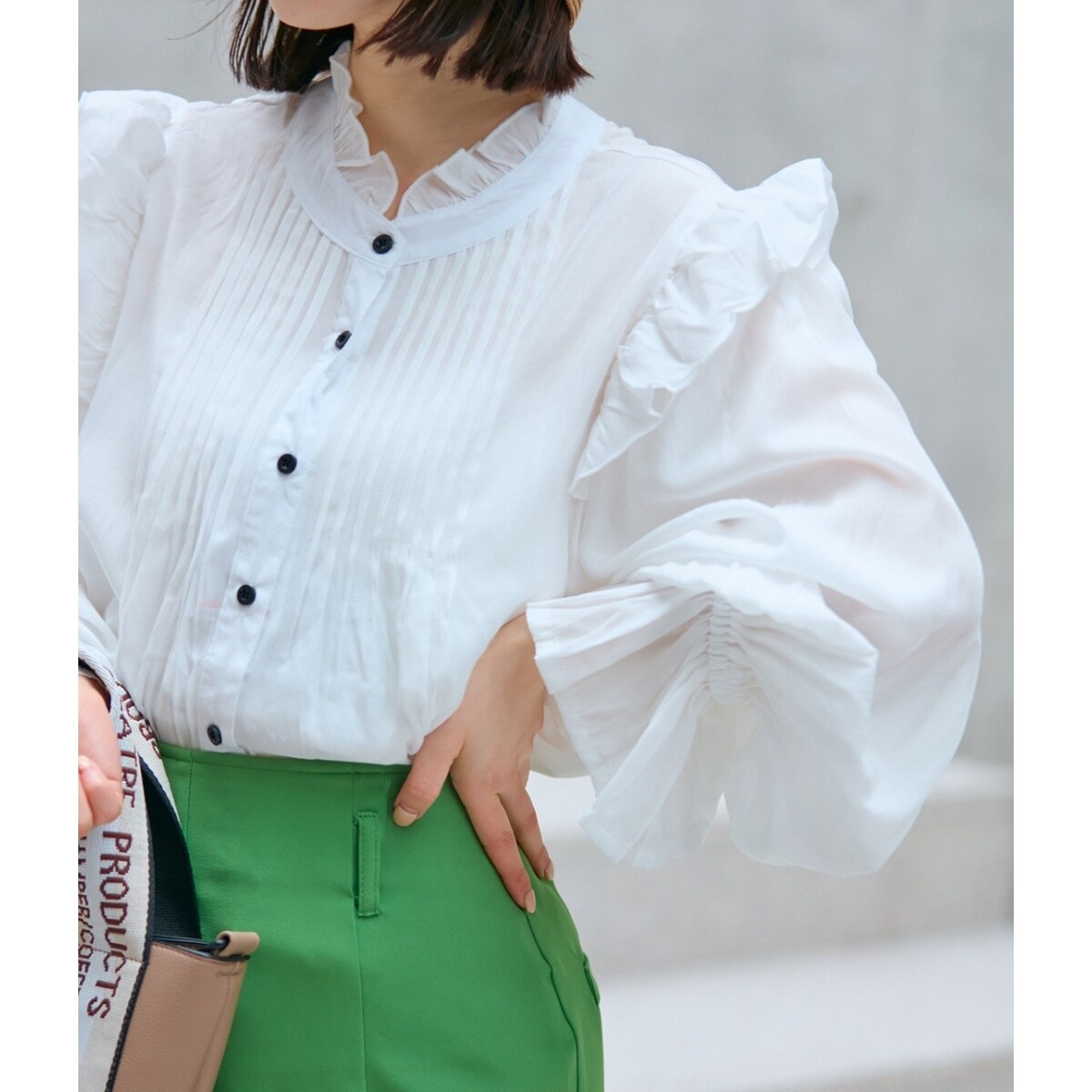 ライト WRYHT フリルシャツ ブラウス ピンタック 長袖 黒 2 約M URBAN RESEARCH Sonny Label ブラウス シャツ 「WEB限定」スタンド
