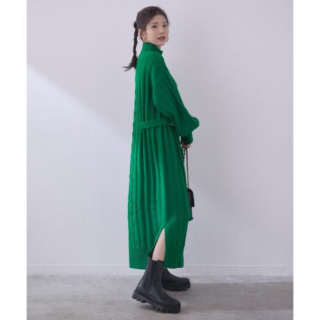 Web限定 アシンメトリー柄ベルト付きボリュームニットワンピース ビザビ Vis A Vis Bpe ファッション通販 マルイウェブチャネル