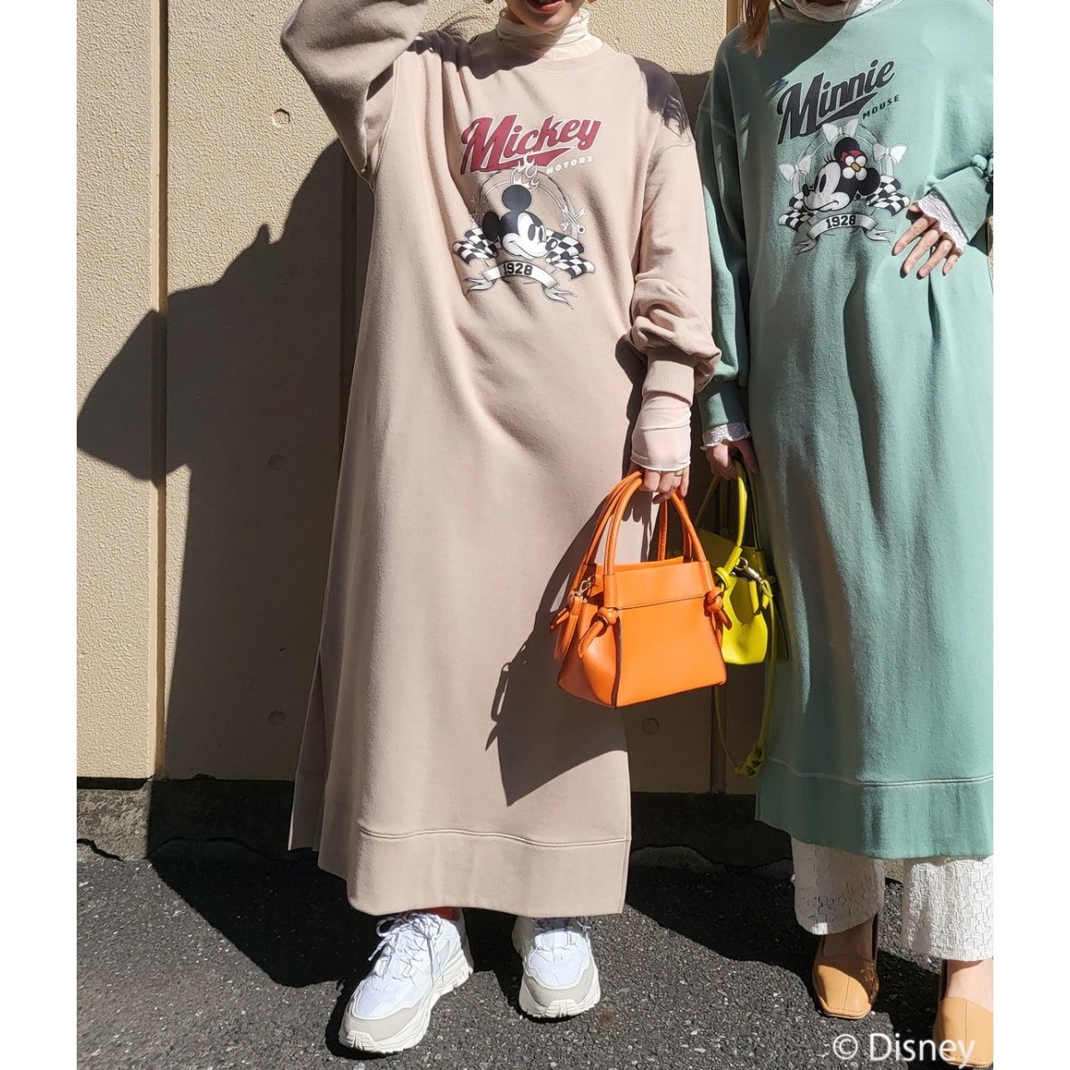 GUCCIDisneyコラボミッキーマウスワンピースXS ディズニー】ミッキー＆ミニー/裏毛ステッチワンピース【WEB限定