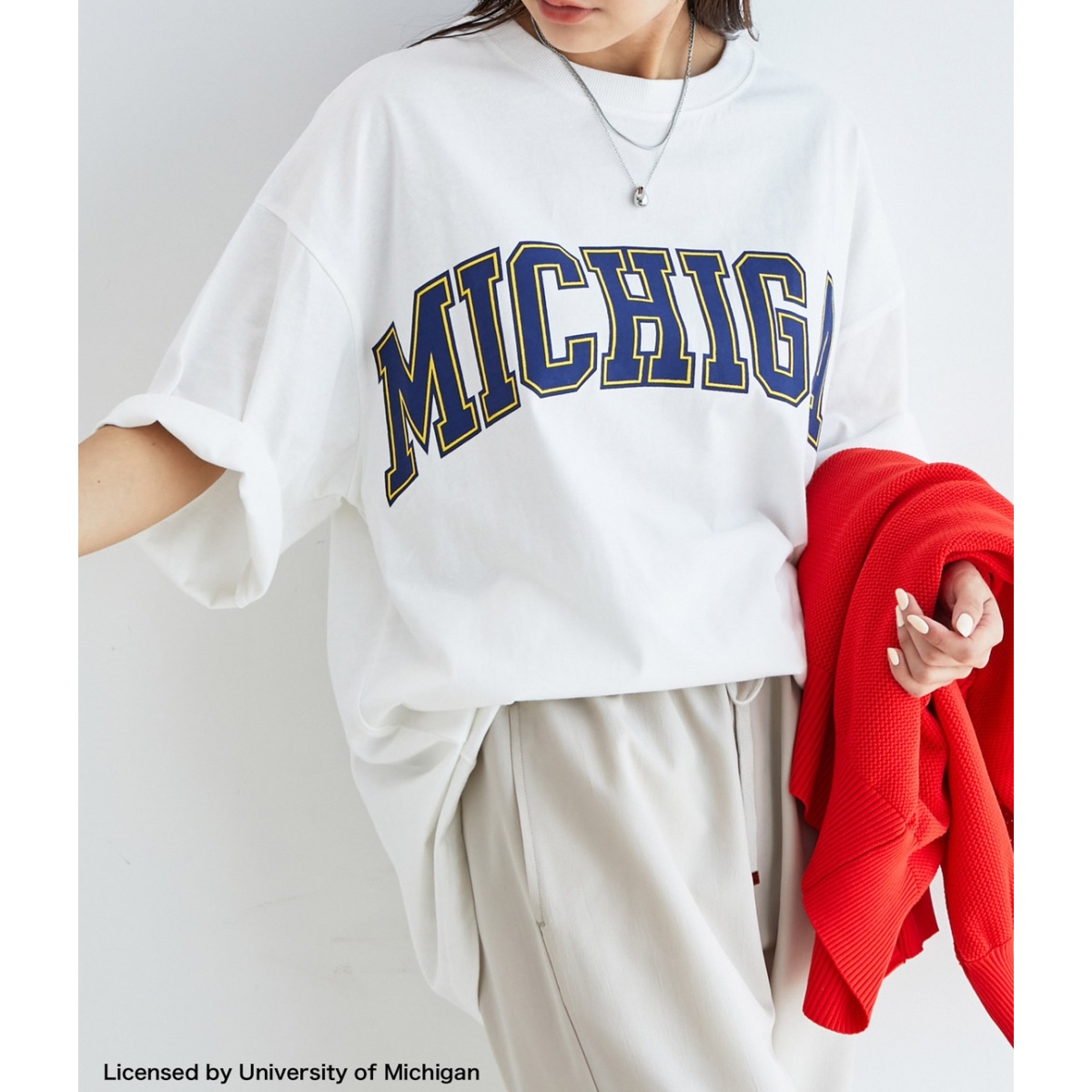 WEB限定】【vis-`a-vis別注】Michigan大学ビックシルエットロゴTシャツ