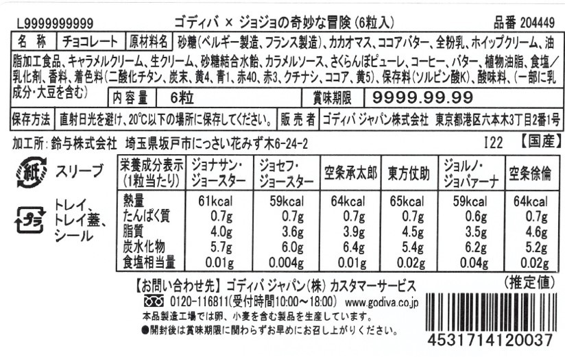 にゃ♡様専用・10箱♡ ゴディバ × ジョジョの奇妙な冒険(12粒入) 人気