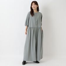 前開き 半袖オールインワン ワンピース