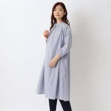 フラワーステッチ刺繍入り シャツワンピース